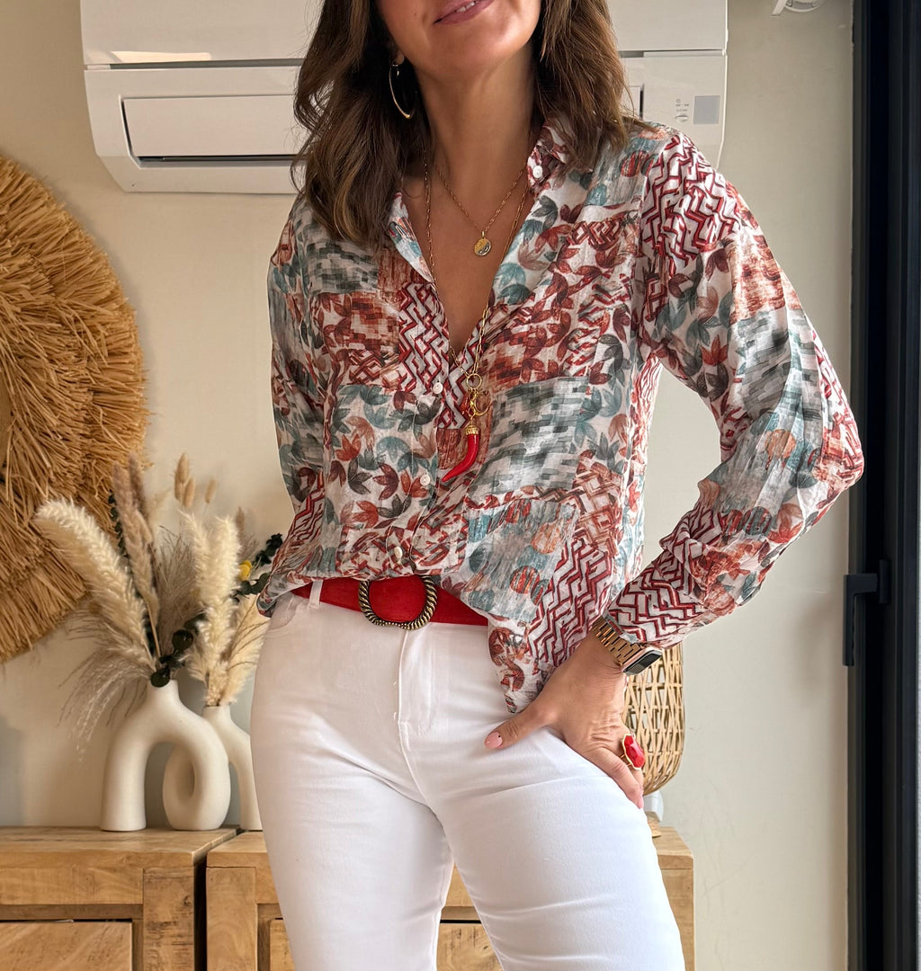 Camisa Patchwork Terracota
