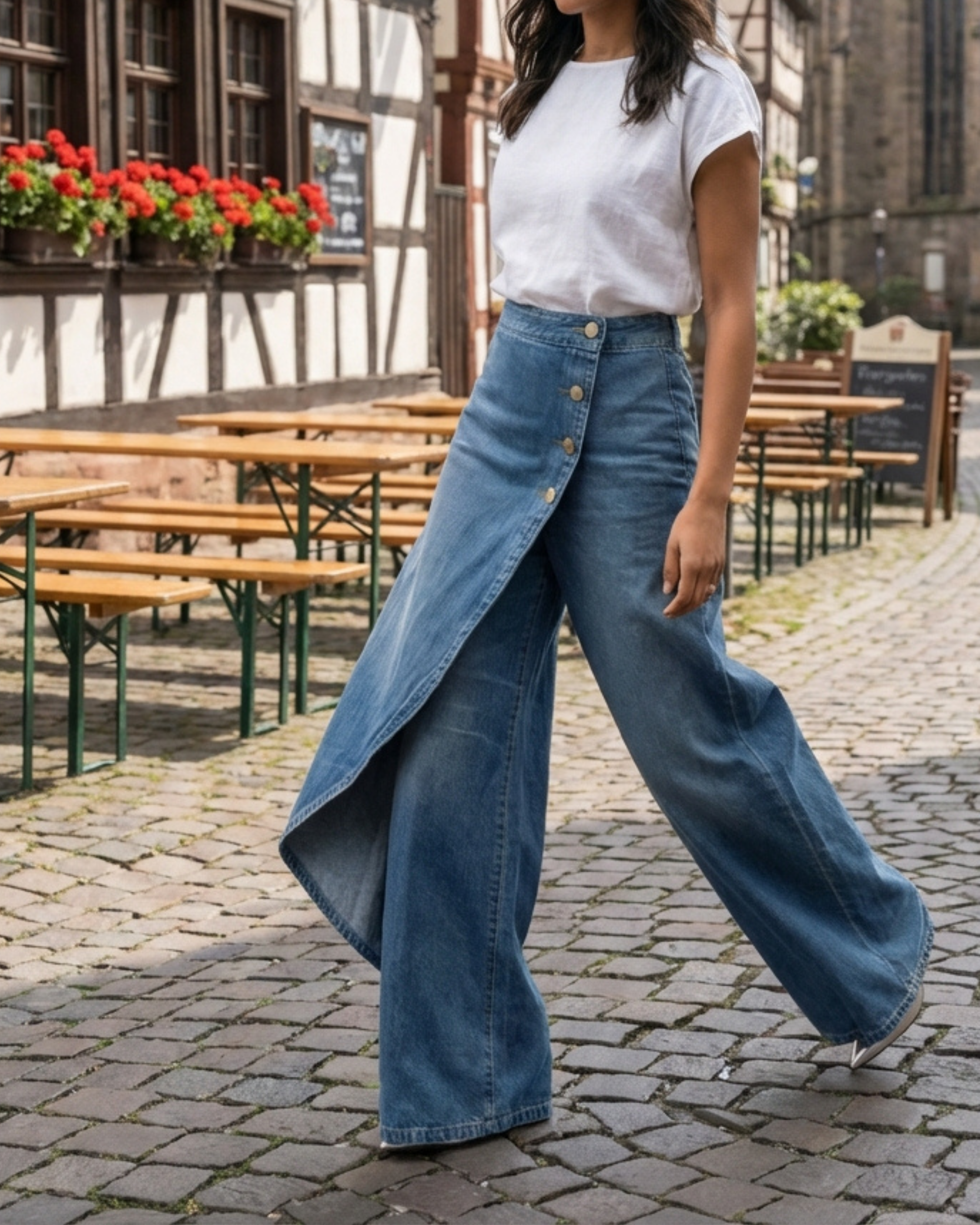 Pantalones envolventes de denim