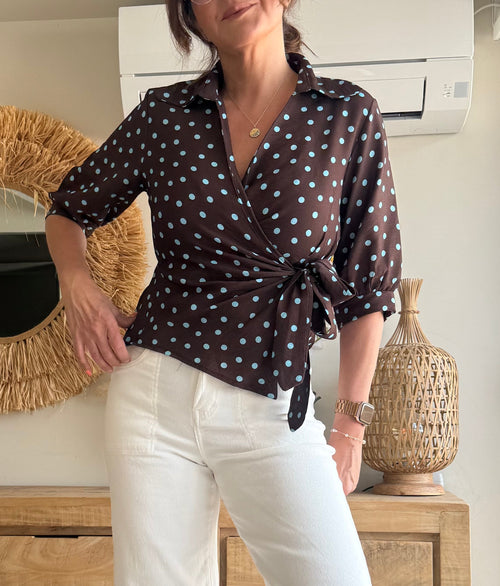 Blusa Cruzada Lunares Soft