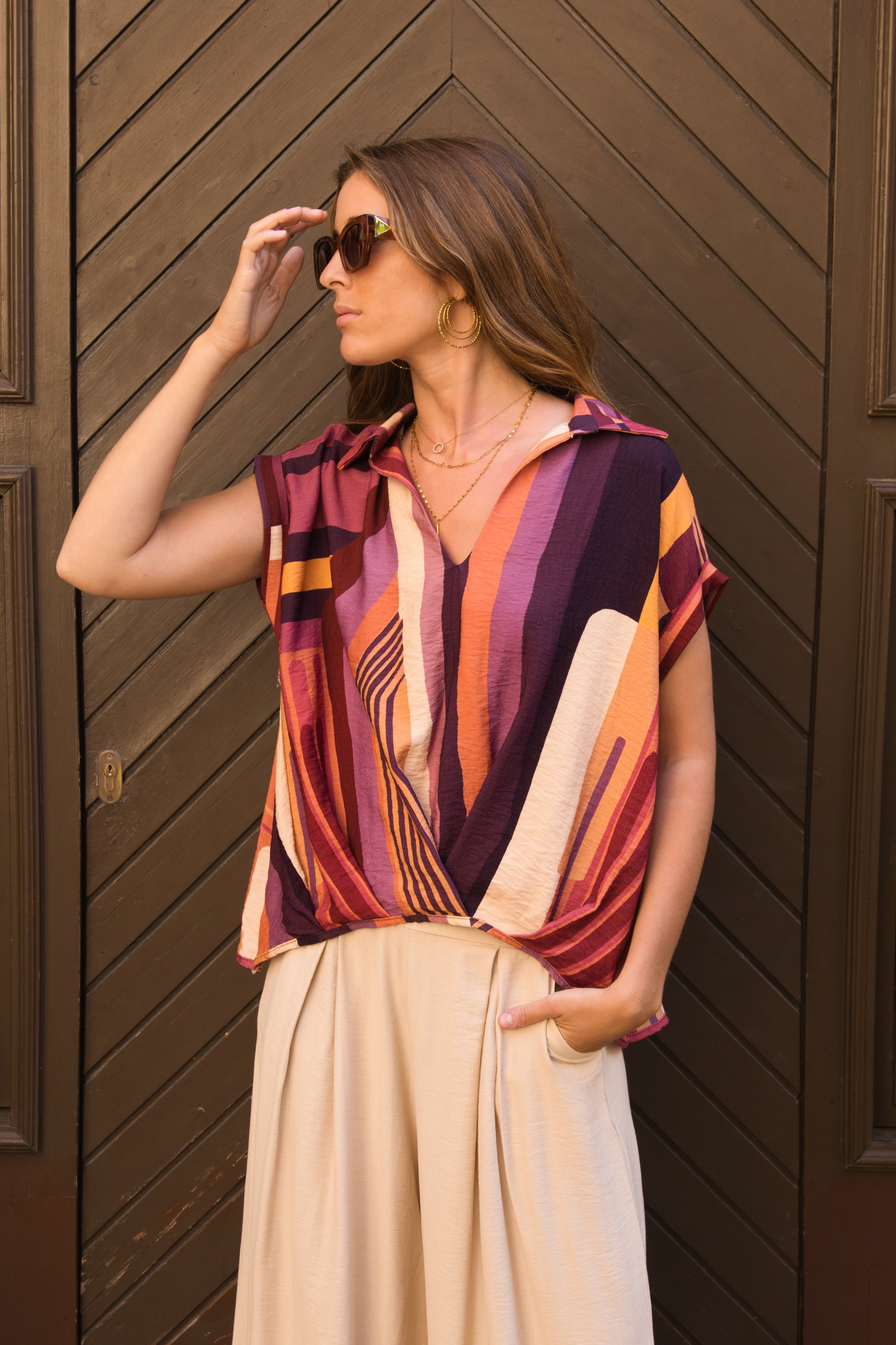 Blusa Efecto Cruzado Patchwork