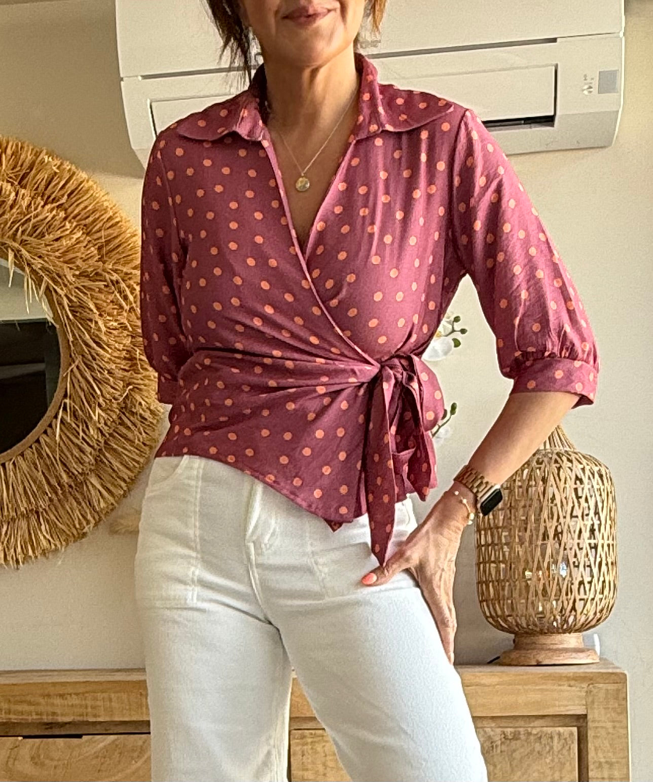 Blusa Cruzada Lunares Soft