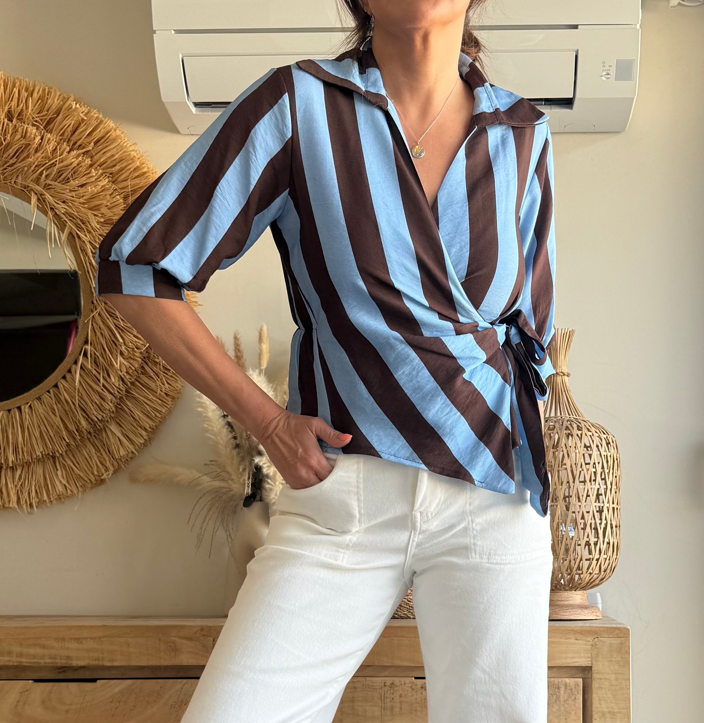 Blusa Cruzada Rayas Soft
