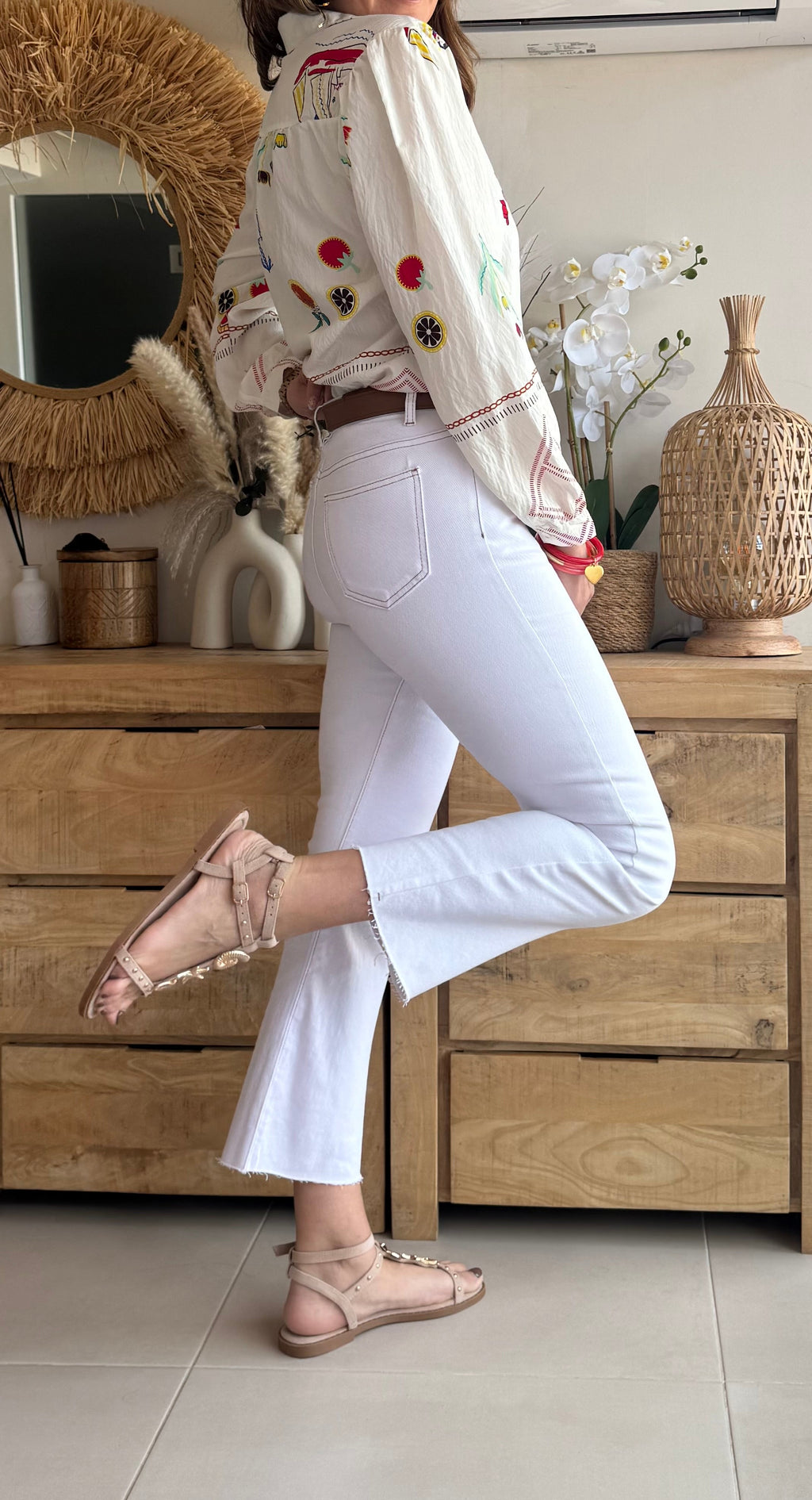 Tejano Blanco Cropped Flare