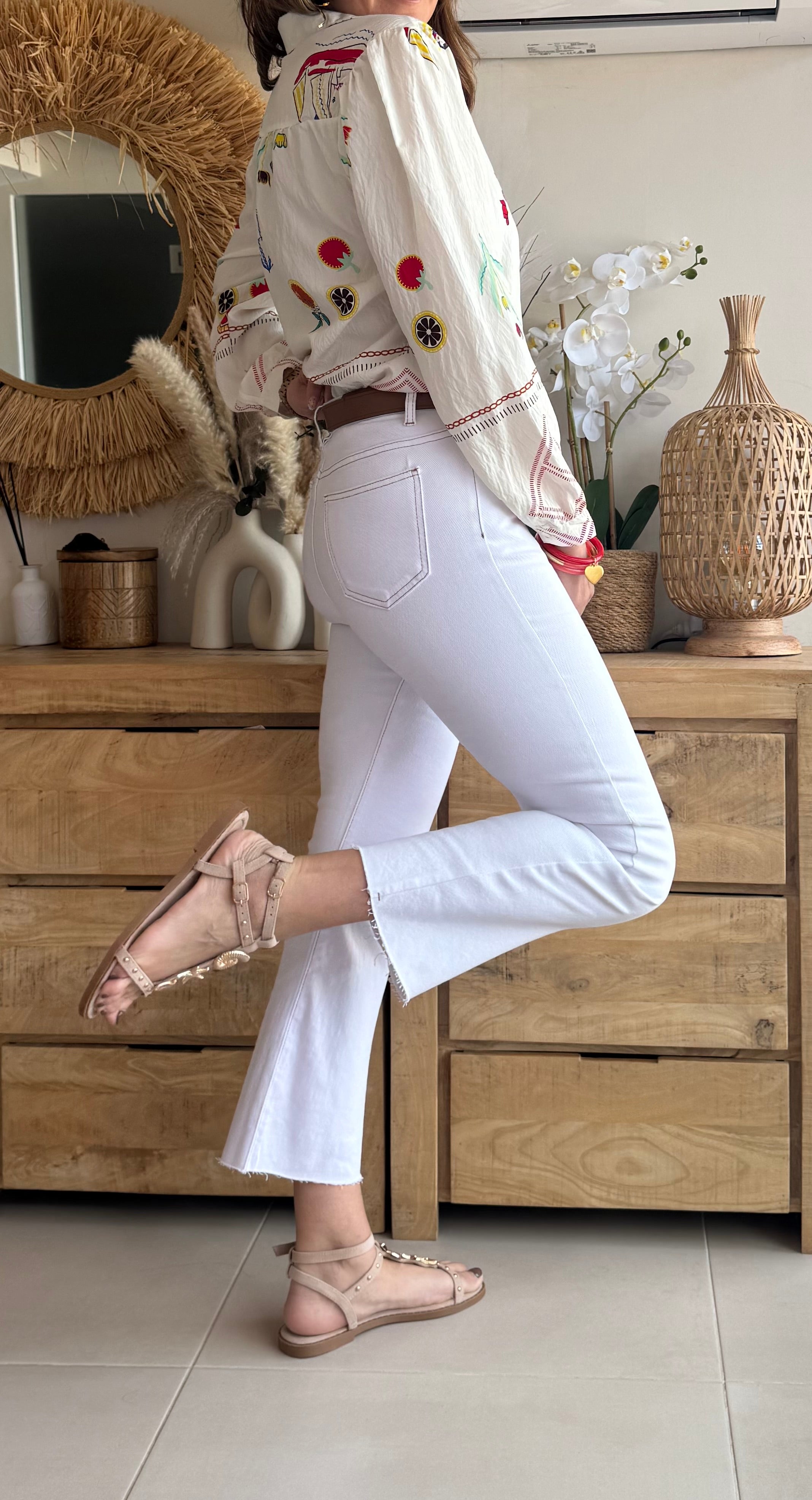 Tejano Blanco Cropped Flare
