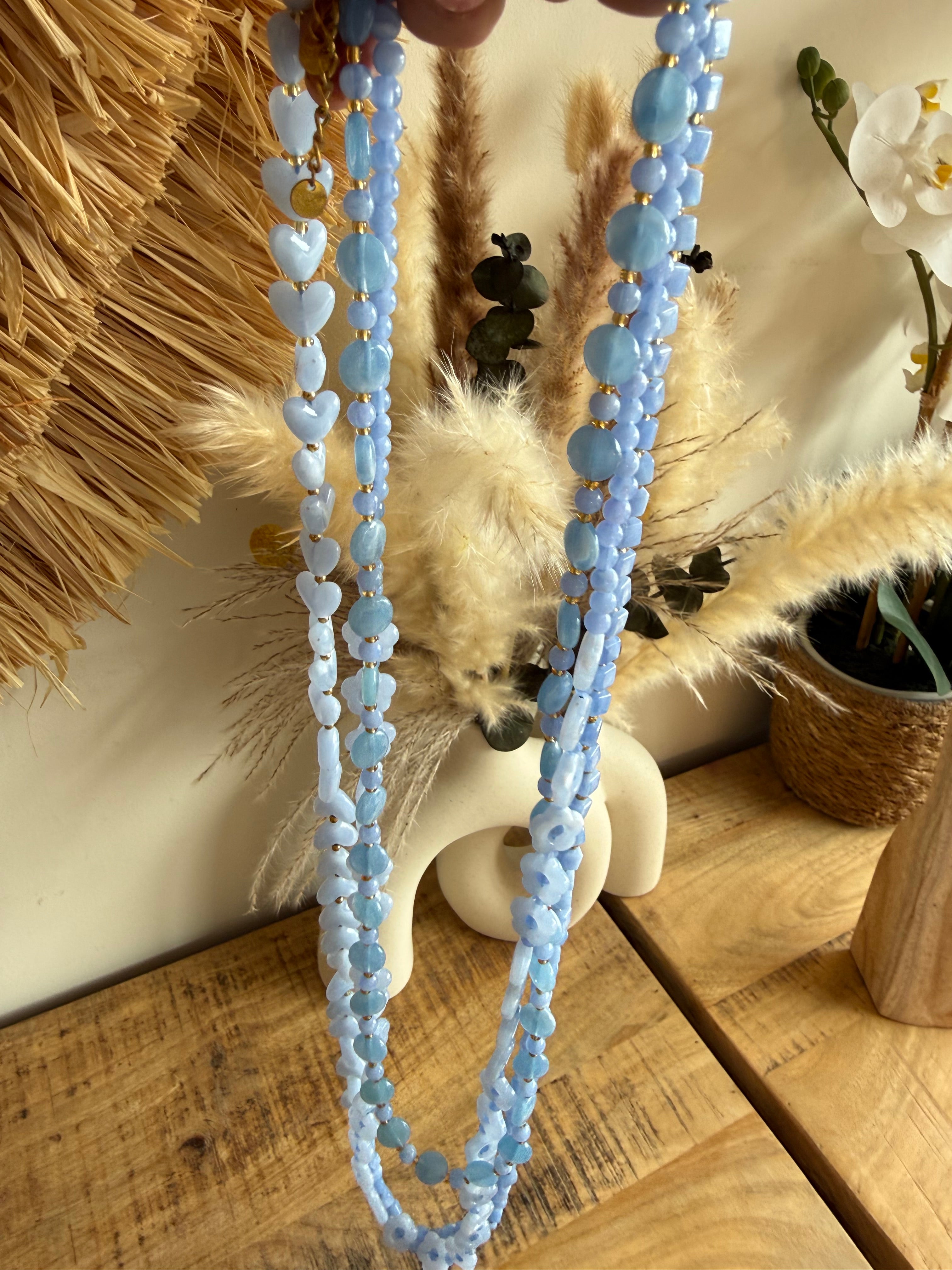 Multicollar Azul Resina Doble