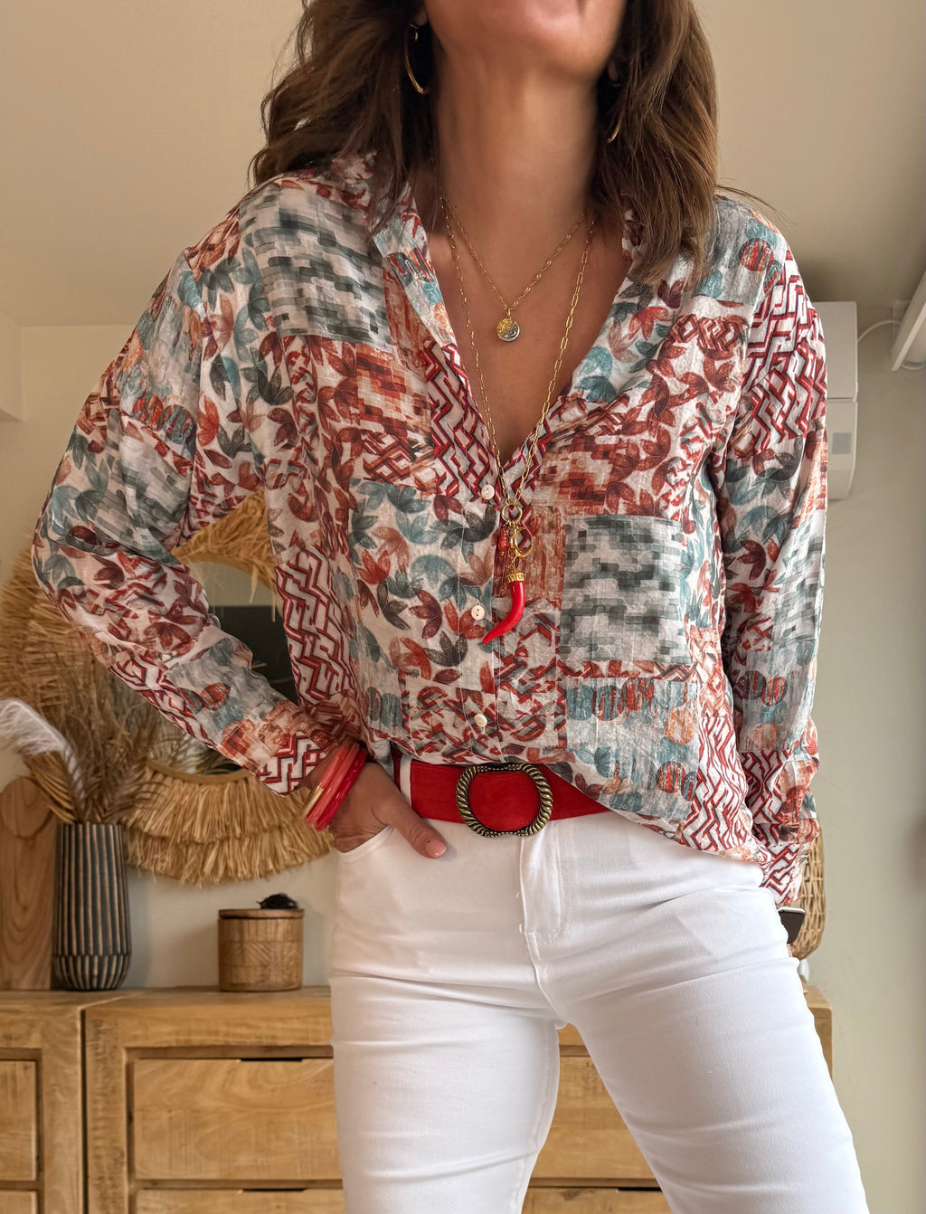 Camisa Patchwork Terracota
