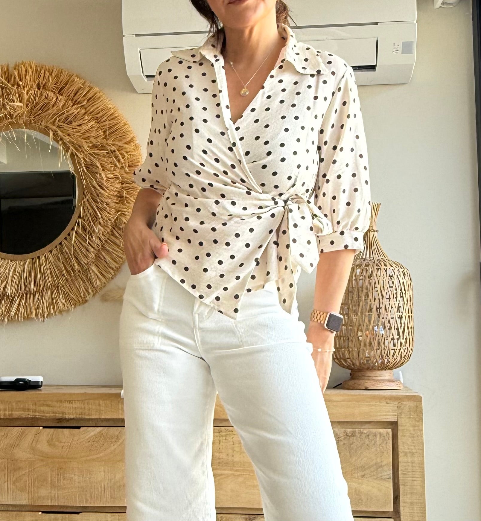 Blusa Cruzada Lunares Soft