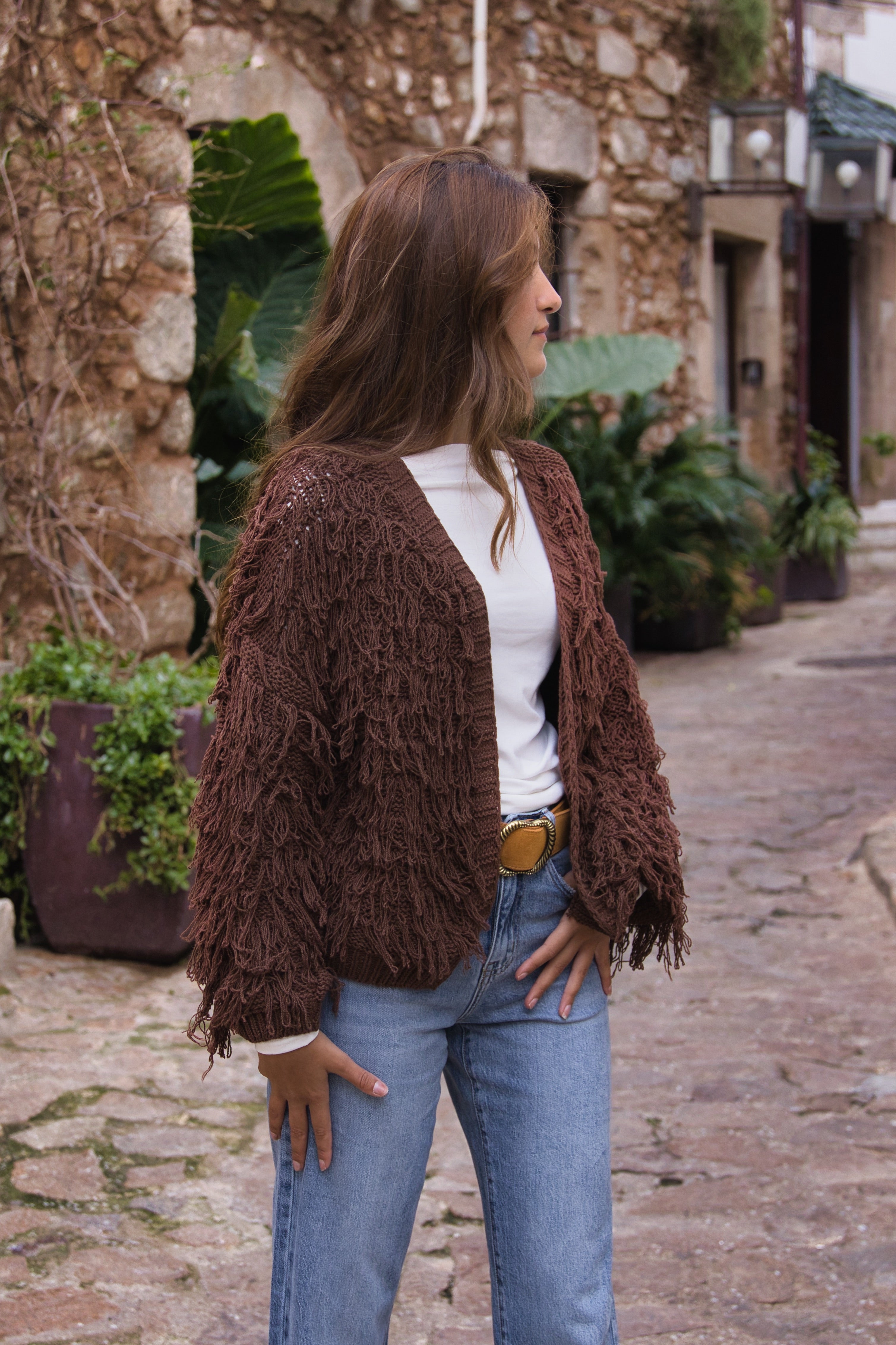 Cardigan Textura Flecos 100% Algodón