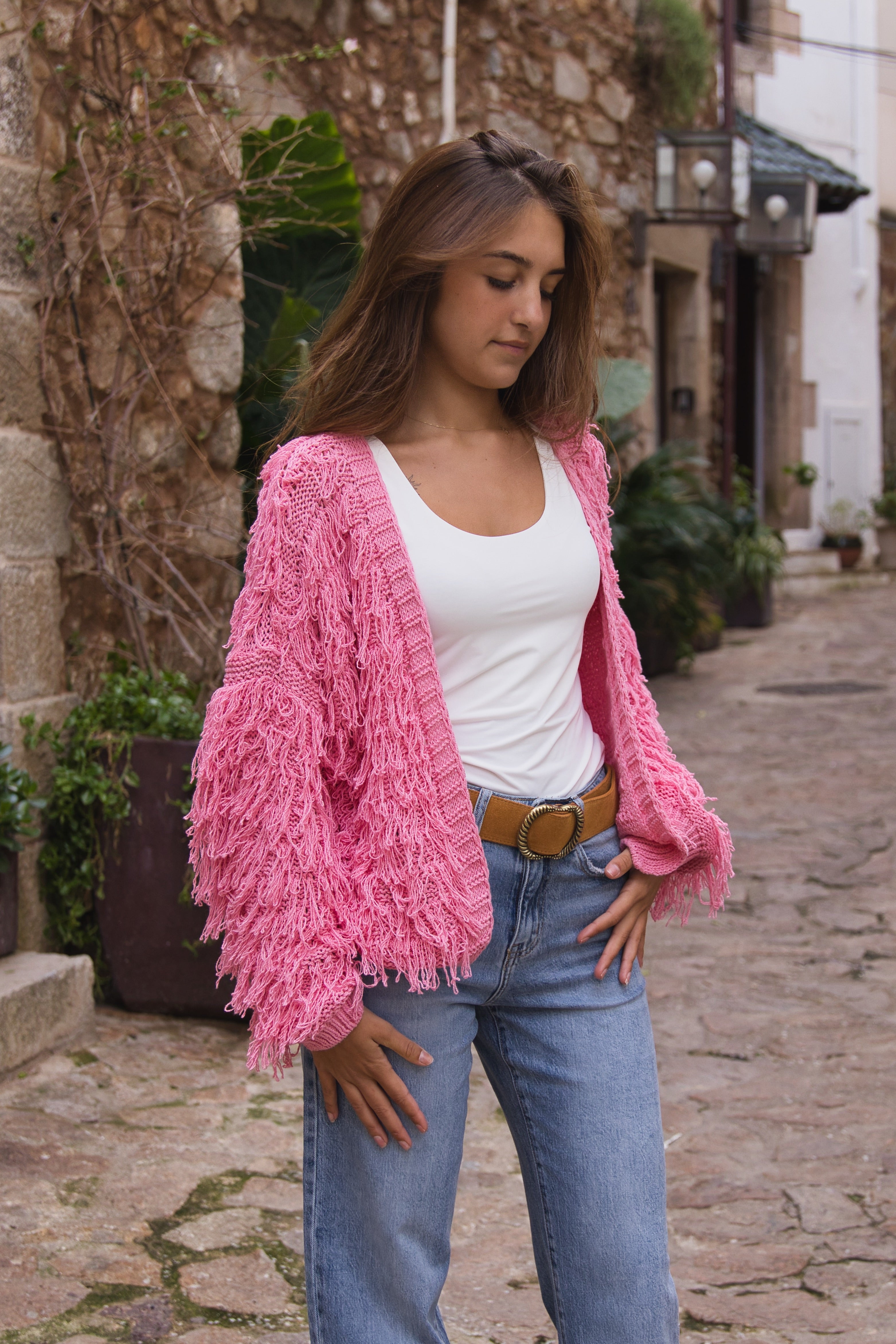 Cardigan Textura Flecos 100% Algodón