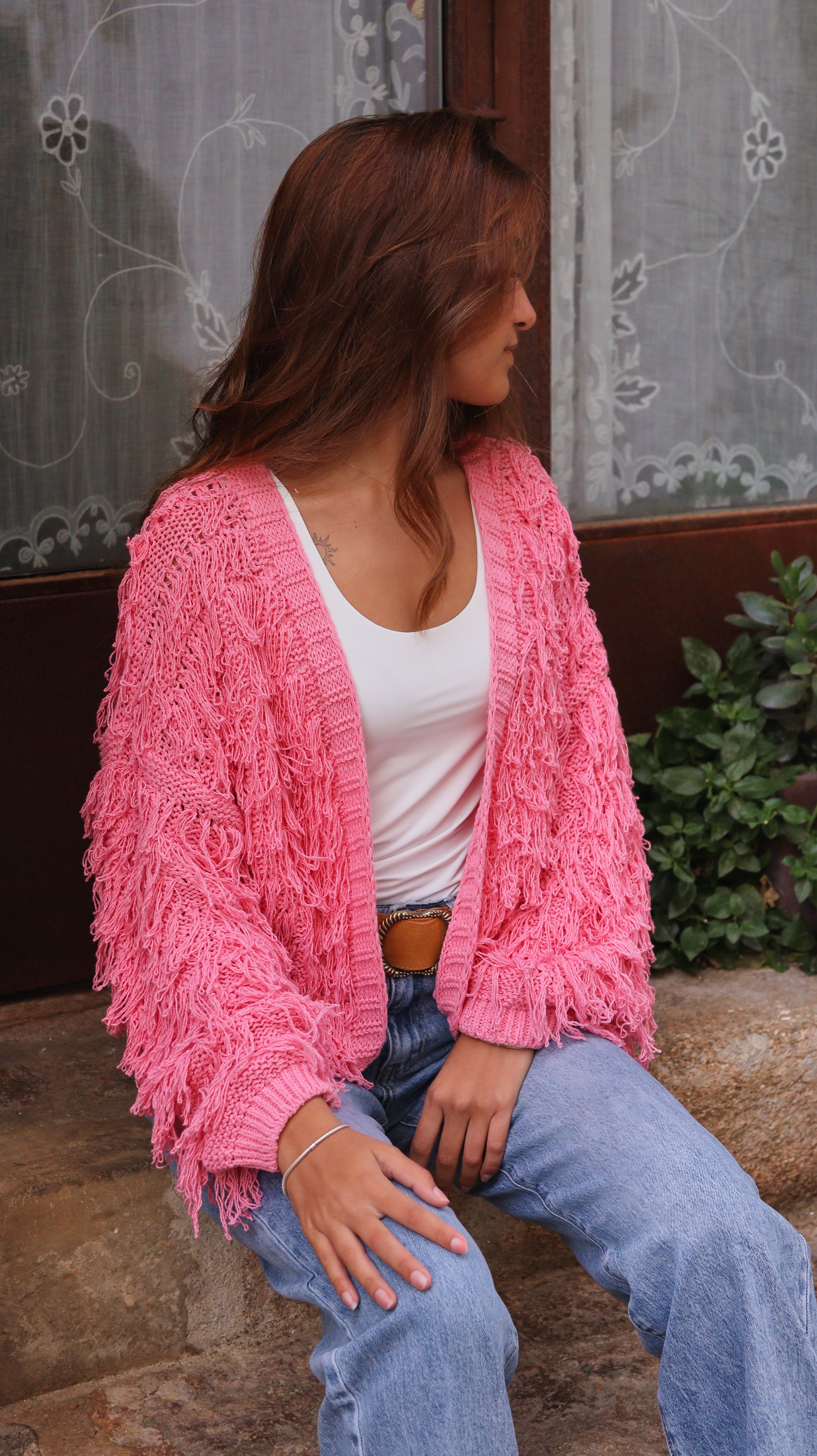 Cardigan Textura Flecos 100% Algodón