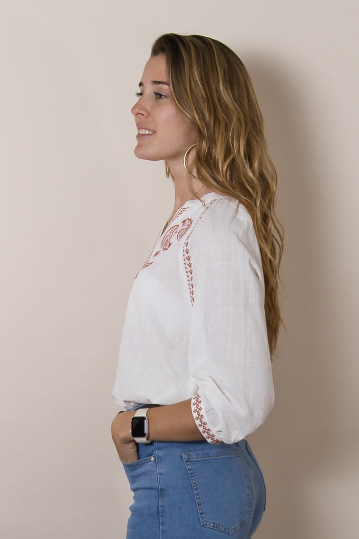Blusa Bordada Delhi Red