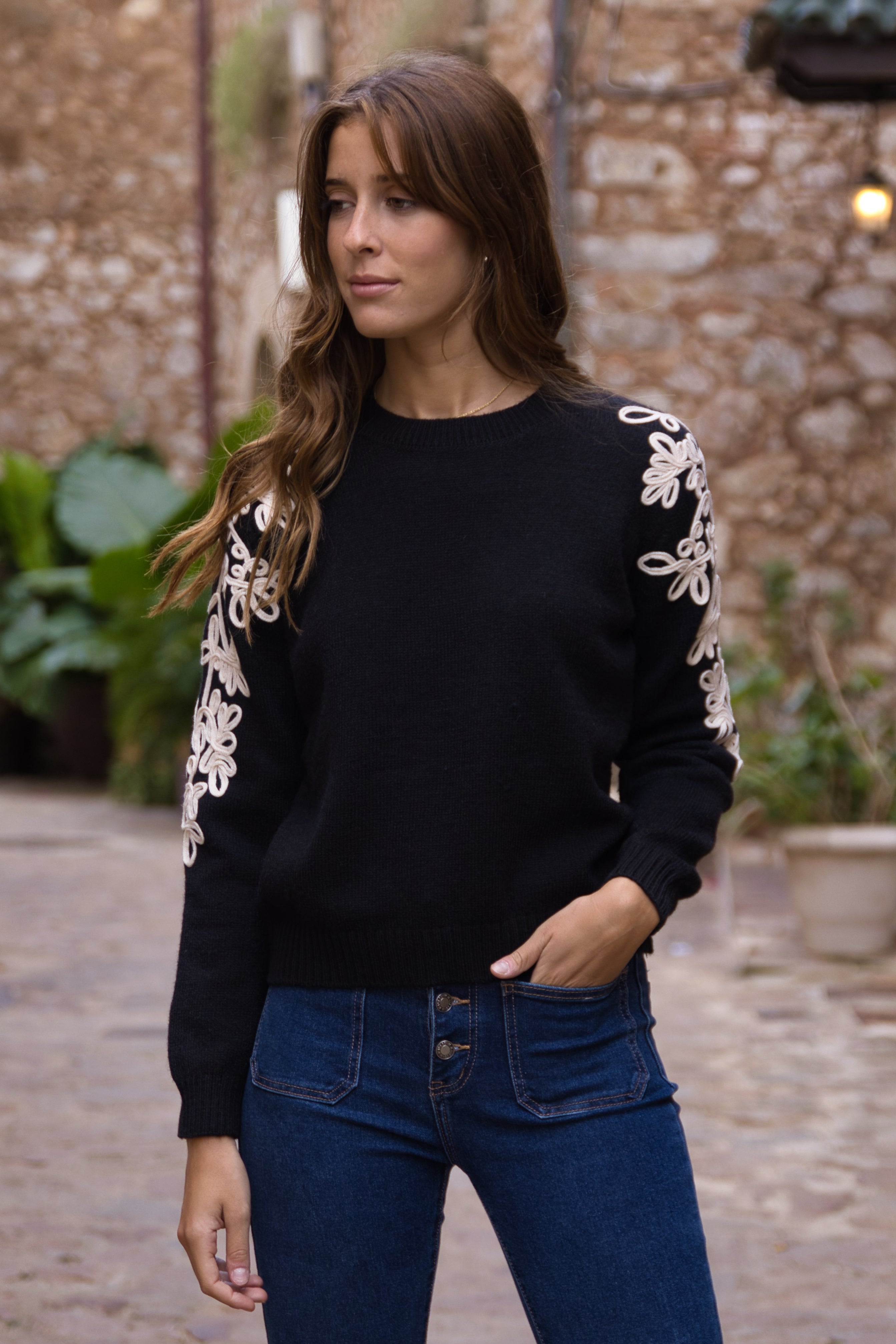 Jersey Bordado Floral