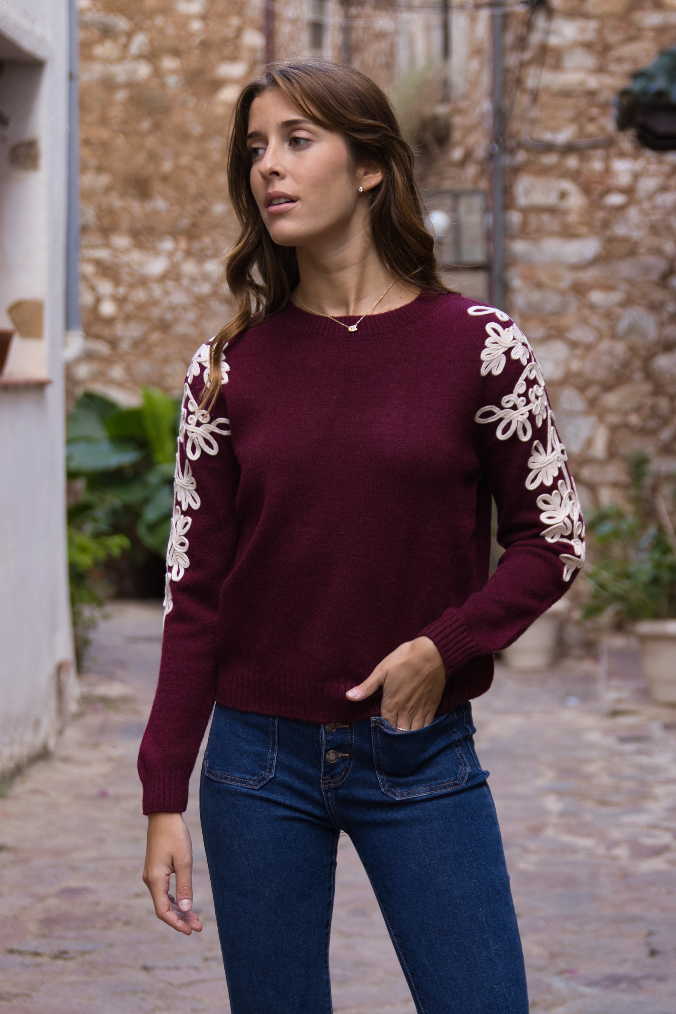 Jersey Bordado Floral