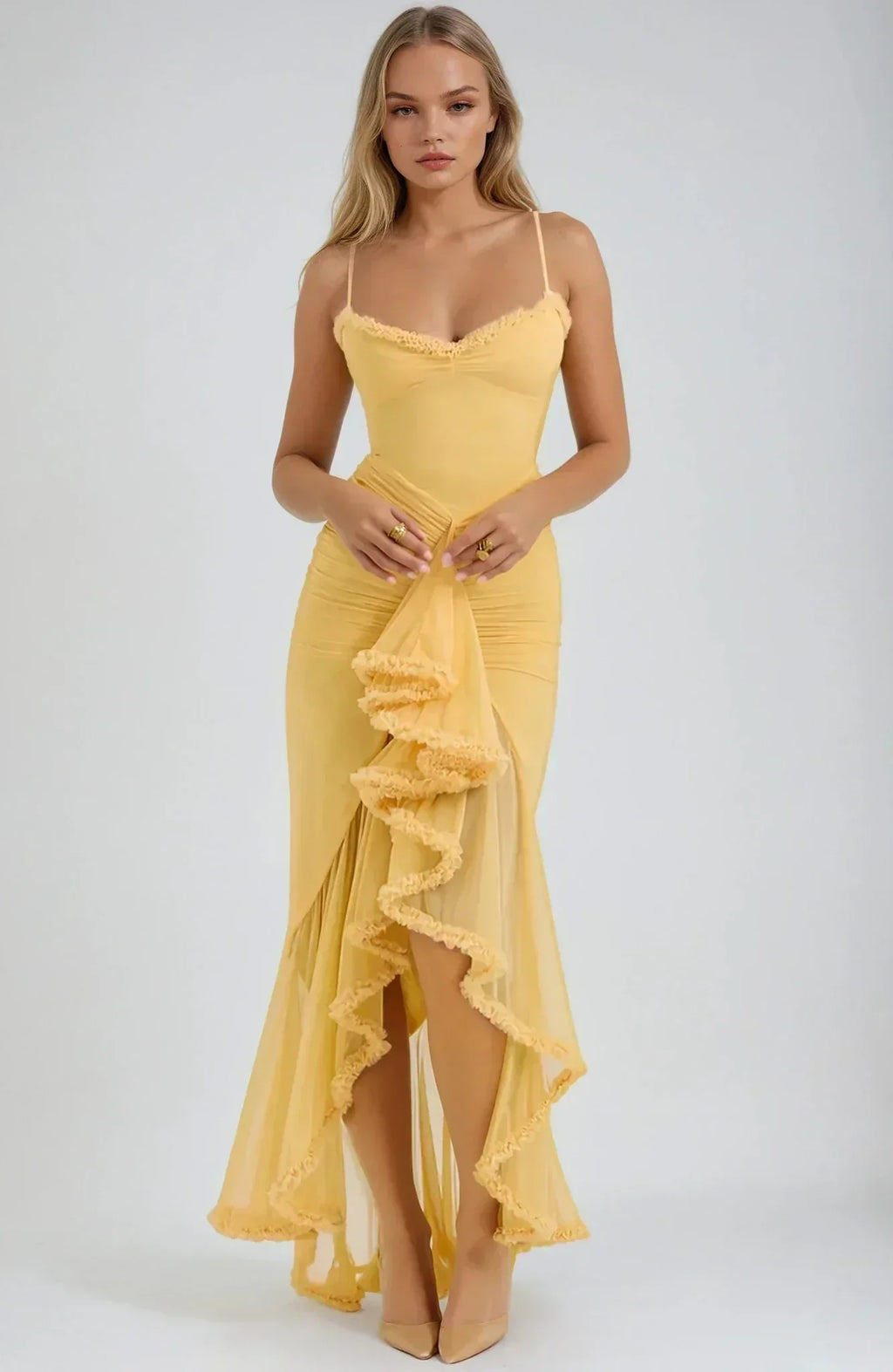 Chloe™ | Vestido amarillo de malla