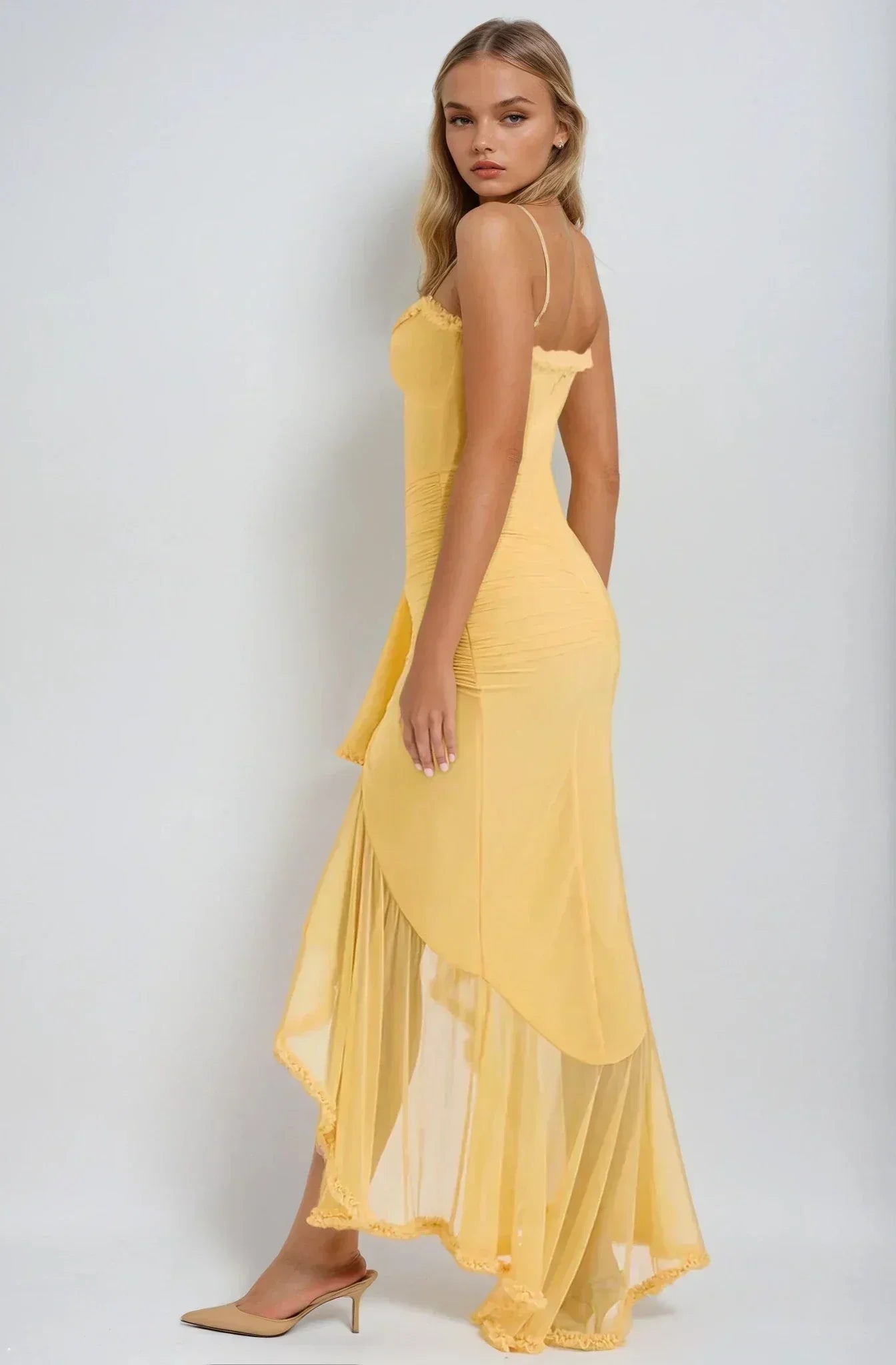 Chloe™ | Vestido amarillo de malla