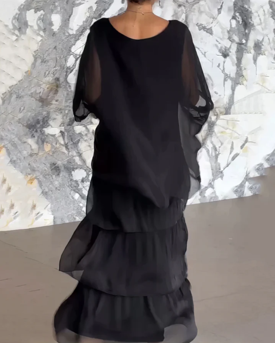 Sofía | Vestido largo fluido con volantes