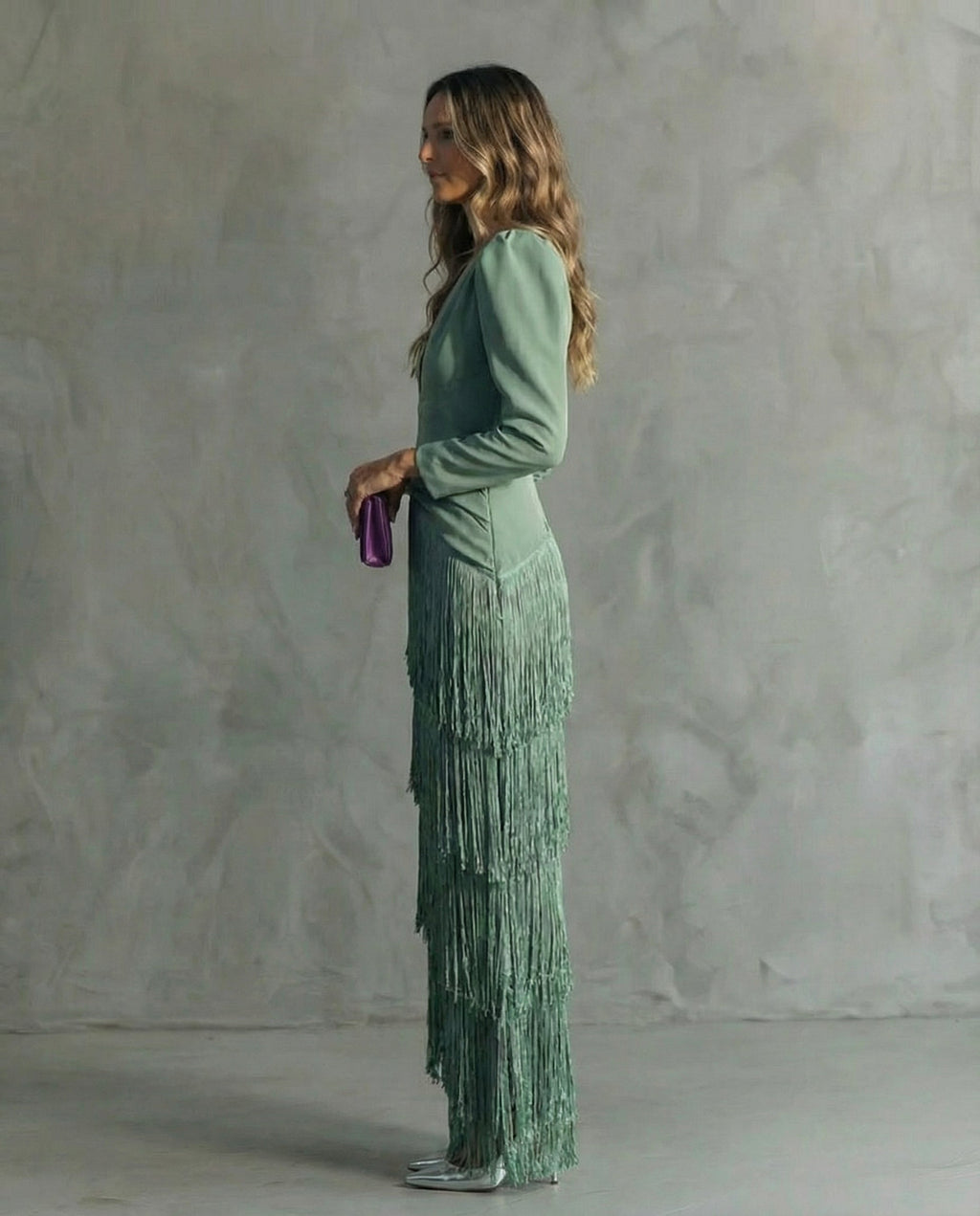 Clara™ | Vestido midi elegante con mangas de flecos