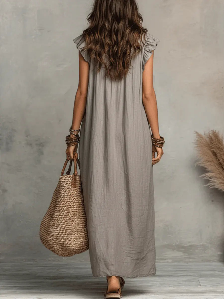 Camélia | Vestido largo bohemio de lino y algodón